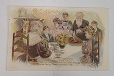 Vintage 1909 Thanksgiving Postcard Fred Lounsbury Embossed Family Dinner Scene picture