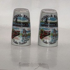 Vintage Indiana Beach Lake Shafer Salt and Pepper Shakers Queen Souvenir picture
