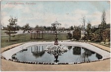 Antique 1905 Postcard Town Gardens Swindon Wiltshire England Fountain Park picture