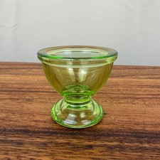 Vintage Green Depression Glass Egg Cup Footed Pedestal Kitchenware 2 Inch picture