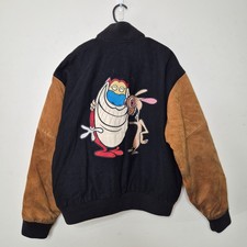 VTG Inck Nickelodeon Ren & Stimpy Show Jacket Suede Size XL Vintage 1994 picture
