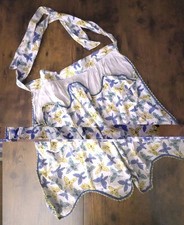 Vintage Carmen Lee Butterfly Print Half Apron – 2 Pockets – Scalloped Trim picture