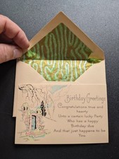 Vintage Unused Birthday Greeting Card with Original Lined Envelope 1920s NOS picture