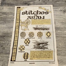 Vintage Stitches Of Aran Irish Tea Towel Made In Ireland Celtic Textile Heritage picture