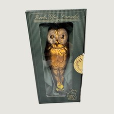 Krebs Glas Lauscha Handmade Owl Glass Christmas Ornament Europe Boxed 5.5in picture