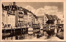 Strasbourg France River Scene Boats Historic Buildings Vintage Postcard picture