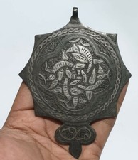 Rare Beautifull Old ISLAMIC Period Solid Sliver Enlaid Bronze Pendent  picture