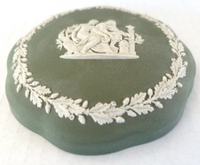 Wedgwood Green Jasperware Trinket Box Neoclassical Design picture