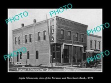 OLD POSTCARD SIZE PHOTO OF ALPHA MINNESOTA VIEW OF THE FARMERS BANK c1910 picture