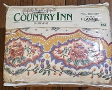 Vintage Stevens Country Inn Full Double Bed Set Floral Flannel Made In USA 1987 picture