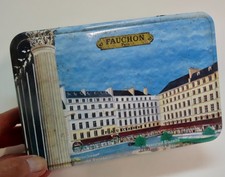Vintage French Biscuit Tin By “Fauchon” Of Paris, About 7.5 x 5 x 2 3/4 Clean picture