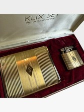 Art Deco VTG Kilx Marathon USA Cigarette Lighter Cigarette Holder Case Box Gold picture