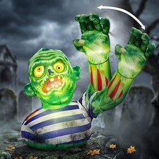 5.5FT Halloween Inflatable Zombie Decoration with Waving Raised Hand & Built-In picture