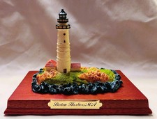 Boston Harbor Massachusetts Lighthouse Figurine on Wooden Base picture