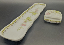 Limoges Tabalou Vanity Trinket & mint tray set Porcelain Pink flower France VTG picture