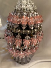 Vintage Safety Pin And Pink Bead  Fairy Lamp  Award Winner Dutchess County Fair picture