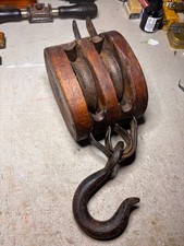 Antique Barn Pulley Block & Tackle Blacksmith Anvil Farm Tool rustic home decor picture