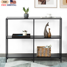 39.4 Inch Metal Console Table with 3 Tier Strage Shelves Narrow Entryway Tabl... picture