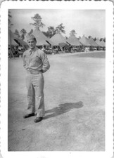 1940s WWII Scalloped Photo Handsome American Soldier 8th Army Infantry Uniform picture