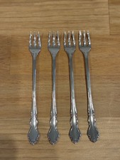 Lot of Four Glossy DOVER SEAFOOD FORKS Fork ONEIDA CUBE Mark STAINLESS HEIRLOOM picture