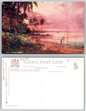 Port Morant Jamaica Oilette Postcard - Tropical Sunset Beach Scene c.1907 picture