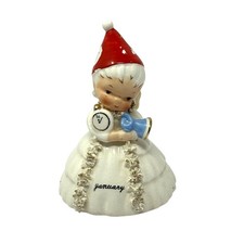 Vintage 1956 Napco New Year January Birthday Angel Bell Figurine Broken Wing picture