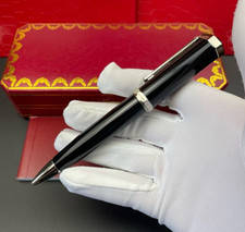 ON SALE -Cartier Black Silver Metal Ballpoint Pen Luxury Writing Instrument NIB picture