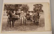 Cabinet Card Photo 4 Young Gentlemen Hats Two Surrey Type Horse Drawn Carriages picture