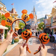 2PCS Disney- Parks Mickey Jack-o'-Lantern Halloween Pumpkin Ears Minnie Headband picture