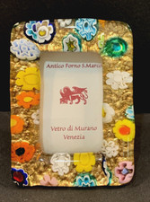 VTG Murano Glass Venice Italy Millefiori Gold Leaf MINI Photo Picture Frame picture