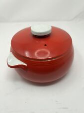 Hall's 60s Bean Pot Superior Red White Kitchenware Covered Casserole Retro picture