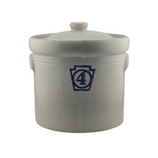 Vintage Pfaltzgraff Yorktowne Keystone #4 Stoneware Crock Canister w/Lid picture