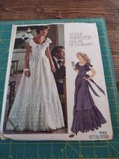 Vtg Oscar de la Renta Vogue Americana 1043 Dress Sewing Pattern Sz 12 Cut 70s picture