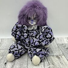 Vintage Q-Tee Clown Doll Figure Purple Leopard Print 8 Inches Long picture