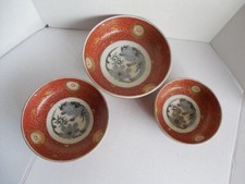 3 x Antique Japanese Plate Old Imari Kinrande handpainted bowl set picture