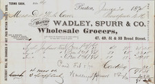 Wadley, Spurr and Co. Wholesale Grocers Boston, Mass 1874- Lot of 2 picture