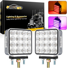2X Dual Revolution Amber/Red/Purple Square Double Face 38 Diode Marker/Turn Sign picture