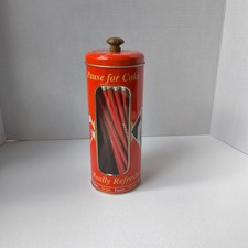​Vintage Coca-Cola Straw Dispenser Style Pencil Tin with 24 Coca-Cola Pencils picture