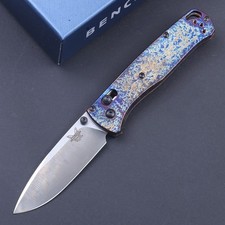 Custom Made Blue Anodized Titanium Handle High Quality Axis Lock Pocket Knife picture