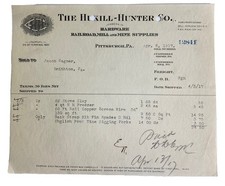 Hukill-Hunter Co Hardware Railroad Mill & Mine Pittsburgh Antique 1910s Invoice picture
