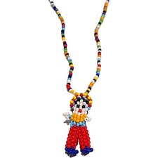 VTG Native American Handmade Seed Bead Kachina Male Doll 12 Multi Color Necklace picture