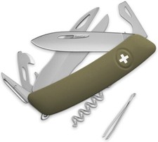 Swiza D07 Tool Multi Pocket Knife Stainless Steel Blades Olive Synthetic Handle picture
