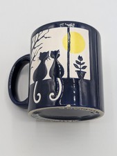 Vintage Waechtersbach Blue Cats In The Window Silhouette Mug W. Germany 12 Oz picture