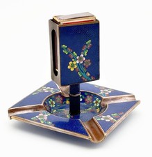 Chinese Cloisonne Ashtray  Matchbox Holder  Flowers  T Cloisons picture