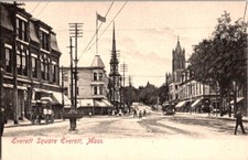 Vintage Postcard Everett Square Everett MA Massachusetts c.1901-1907        M647 picture