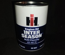 Rare Full IH INTER SEASON Qt Motor Oil Can International Harvester Original Vtg picture