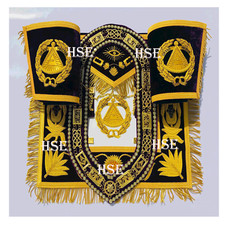 NEW MASONIC REGALIA GRAND MASTER APRON WITH COLLAR & CUFFS PURPLE-HSE picture