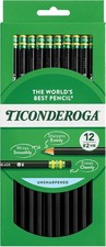 Ticonderoga Black No 2 Pencils Pack of 12 Premium Smooth Graphite Eraser picture