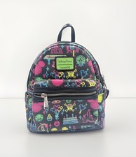 Disney Parks Loungefly Neon Glow Disney Park Attraction Icons Mini Backpack Used picture