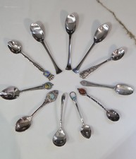 Lot Of 11 Souvenir Spoons Vintage Collectible Preowned. picture